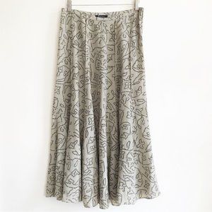 Vintage Ducci by Mahin High Waist A-line Paneled 100% Silk Midi Skirt Size L 12